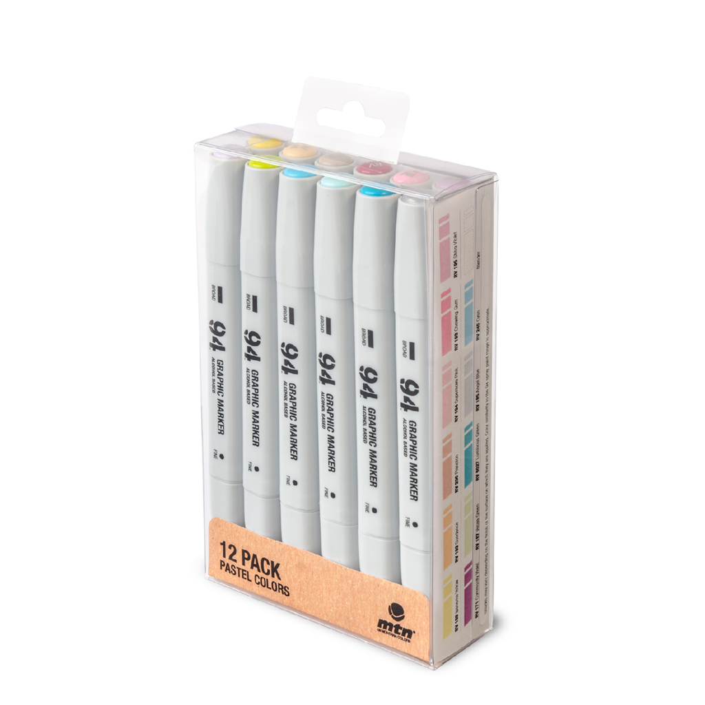 94 Graphic Marker Pastel Colors Pack 12