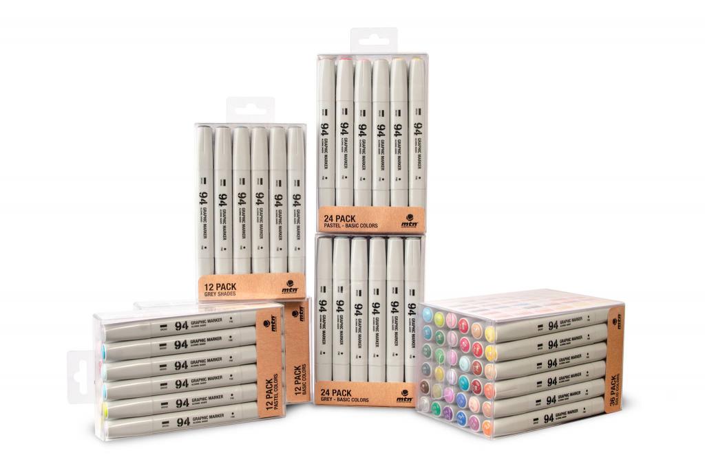 94 Graphic Marker Pastel Colors Pack 12